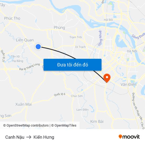 Canh Nậu to Kiến Hưng map