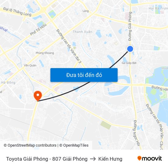 Toyota Giải Phóng - 807 Giải Phóng to Kiến Hưng map