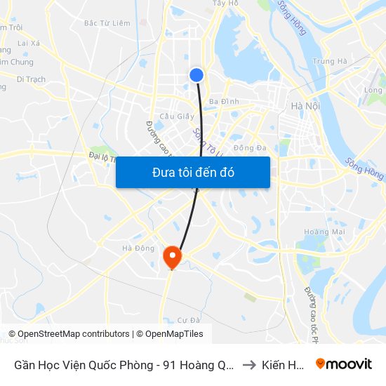 Gần Học Viện Quốc Phòng - 91 Hoàng Quốc Việt to Kiến Hưng map