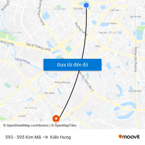 593 - 595 Kim Mã to Kiến Hưng map