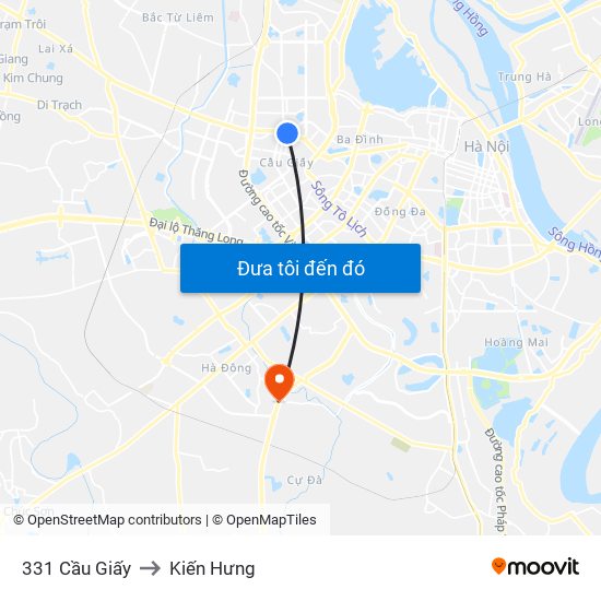 331 Cầu Giấy to Kiến Hưng map