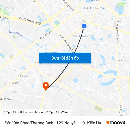 Sân Vận Động Thượng Đình - 129 Nguyễn Trãi to Kiến Hưng map