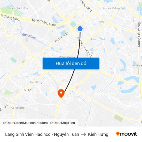 Làng Sinh Viên Hacinco - Nguyễn Tuân to Kiến Hưng map