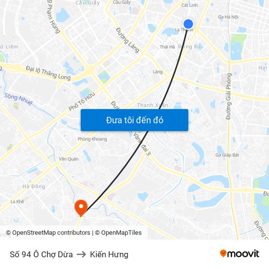 Số 94 Ô Chợ Dừa to Kiến Hưng map
