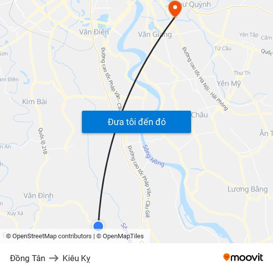 Đồng Tân to Kiêu Kỵ map