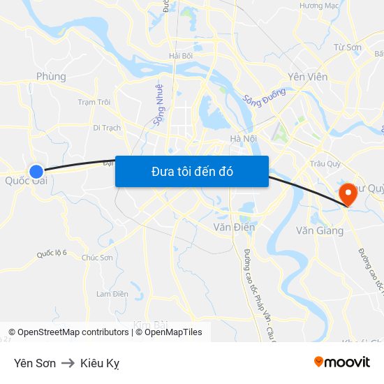 Yên Sơn to Kiêu Kỵ map