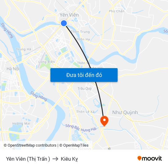Yên Viên (Thị Trấn ) to Kiêu Kỵ map
