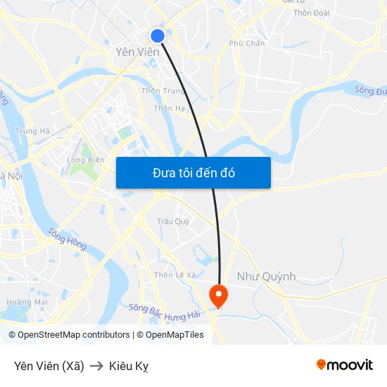 Yên Viên (Xã) to Kiêu Kỵ map