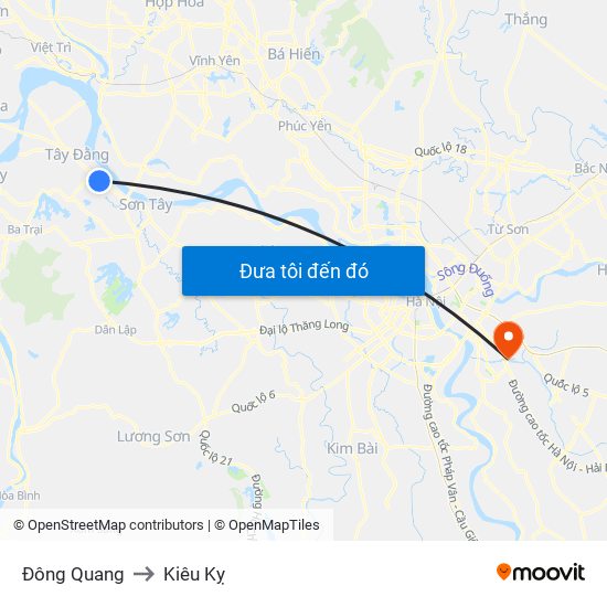 Đông Quang to Kiêu Kỵ map