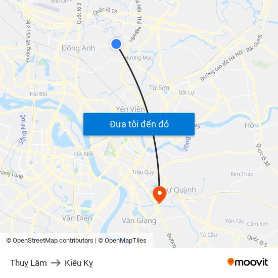 Thuỵ Lâm to Kiêu Kỵ map