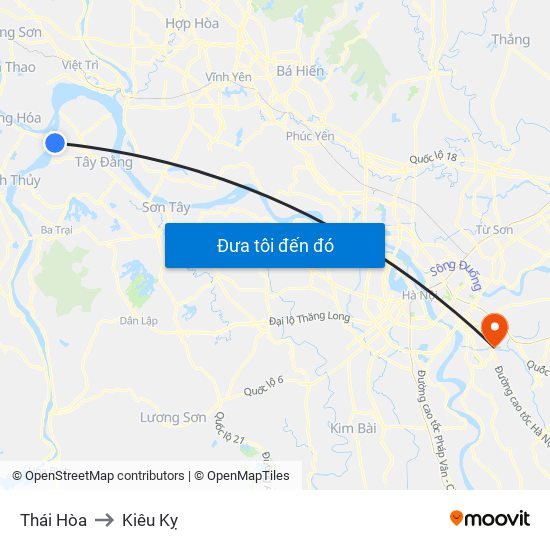 Thái Hòa to Kiêu Kỵ map