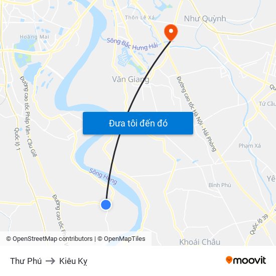 Thư Phú to Kiêu Kỵ map