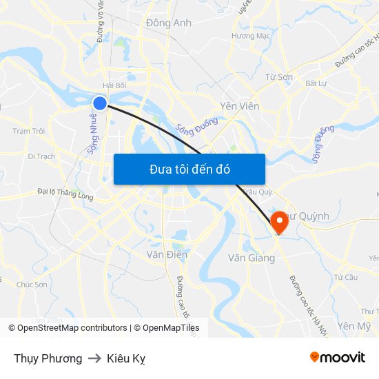 Thụy Phương to Kiêu Kỵ map