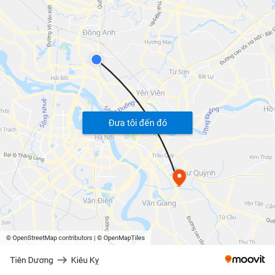 Tiên Dương to Kiêu Kỵ map