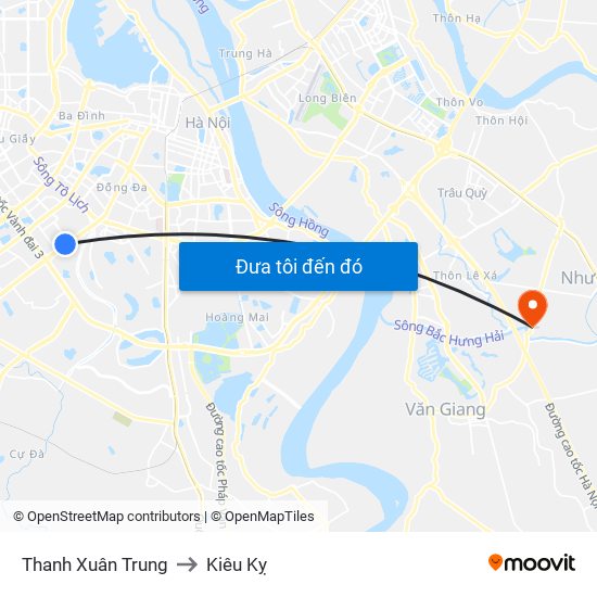 Thanh Xuân Trung to Kiêu Kỵ map