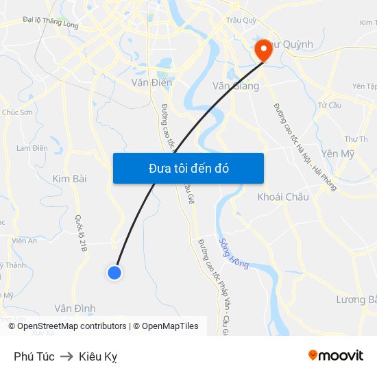Phú Túc to Kiêu Kỵ map