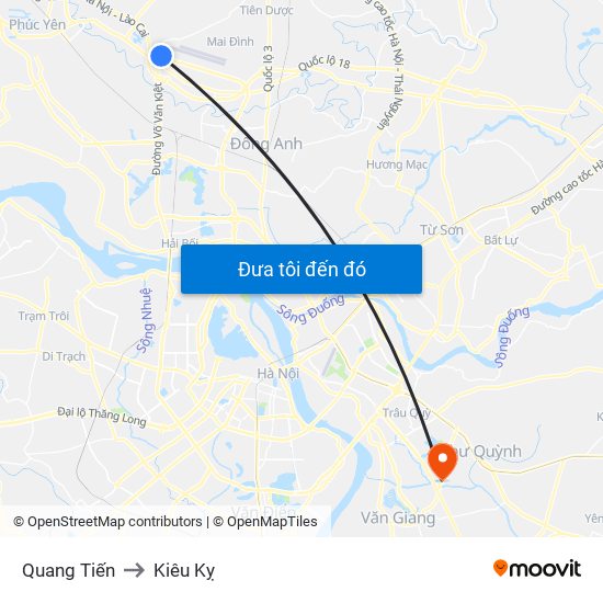 Quang Tiến to Kiêu Kỵ map