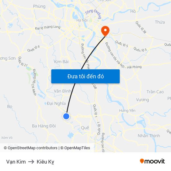 Vạn Kim to Kiêu Kỵ map