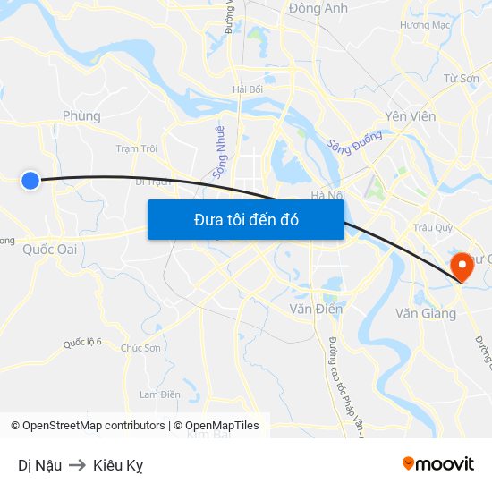 Dị Nậu to Kiêu Kỵ map