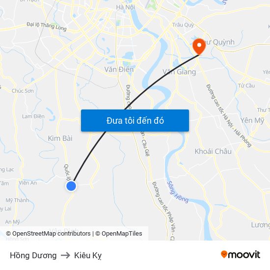 Hồng Dương to Kiêu Kỵ map