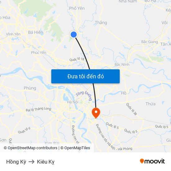 Hồng Kỳ to Kiêu Kỵ map