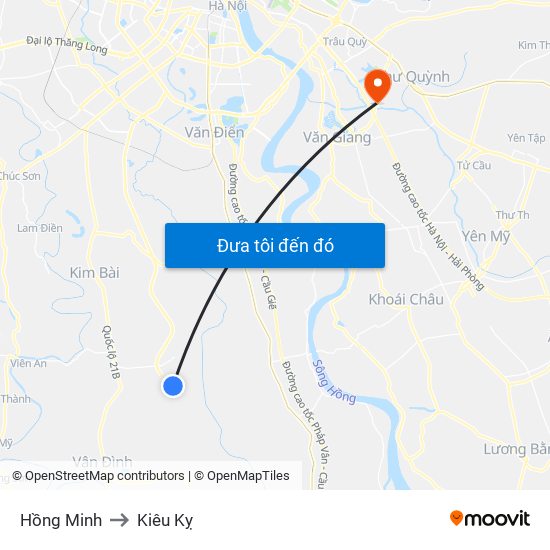 Hồng Minh to Kiêu Kỵ map