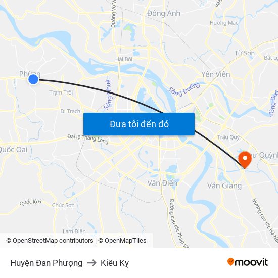 Huyện Đan Phượng to Kiêu Kỵ map