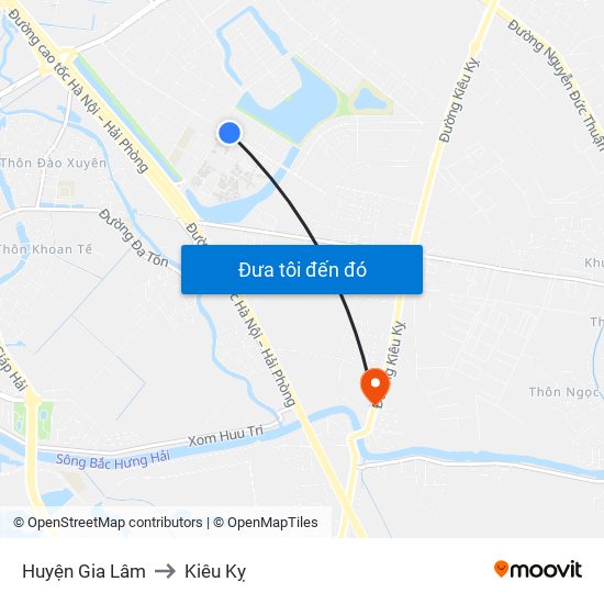 Huyện Gia Lâm to Kiêu Kỵ map