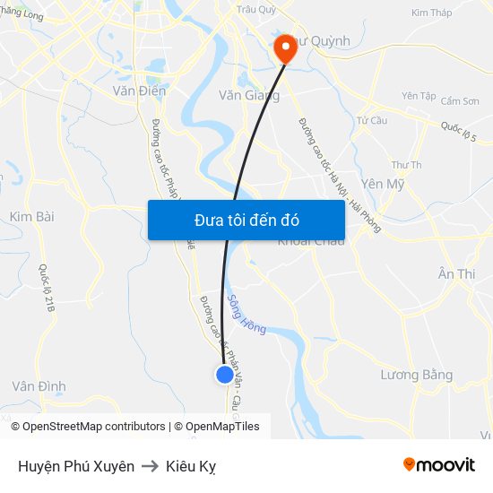 Huyện Phú Xuyên to Kiêu Kỵ map