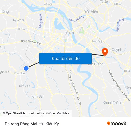 Phường Đồng Mai to Kiêu Kỵ map