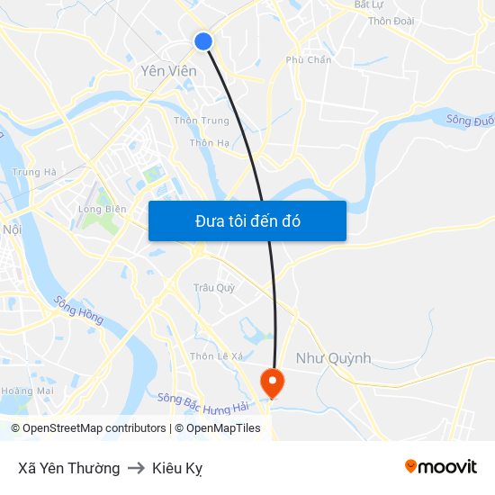 Xã Yên Thường to Kiêu Kỵ map