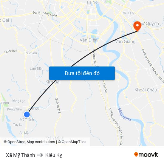 Xã Mỹ Thành to Kiêu Kỵ map