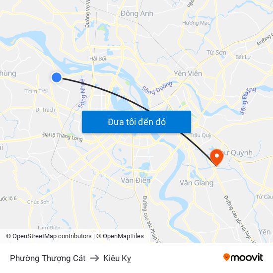 Phường Thượng Cát to Kiêu Kỵ map