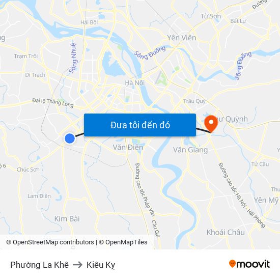 Phường La Khê to Kiêu Kỵ map