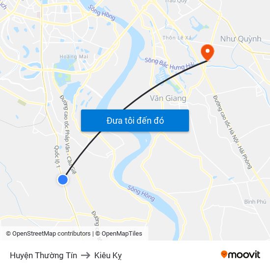 Huyện Thường Tín to Kiêu Kỵ map