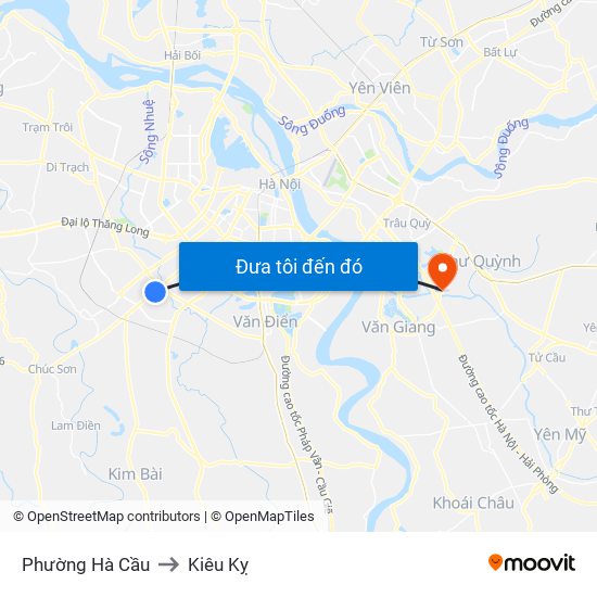 Phường Hà Cầu to Kiêu Kỵ map