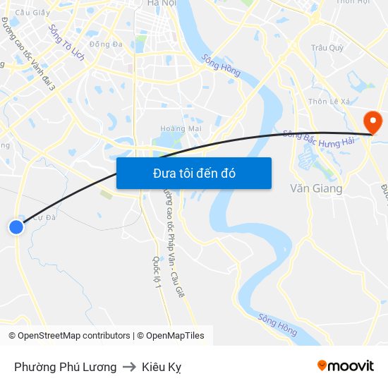 Phường Phú Lương to Kiêu Kỵ map