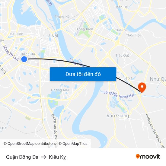 Quận Đống Đa to Kiêu Kỵ map