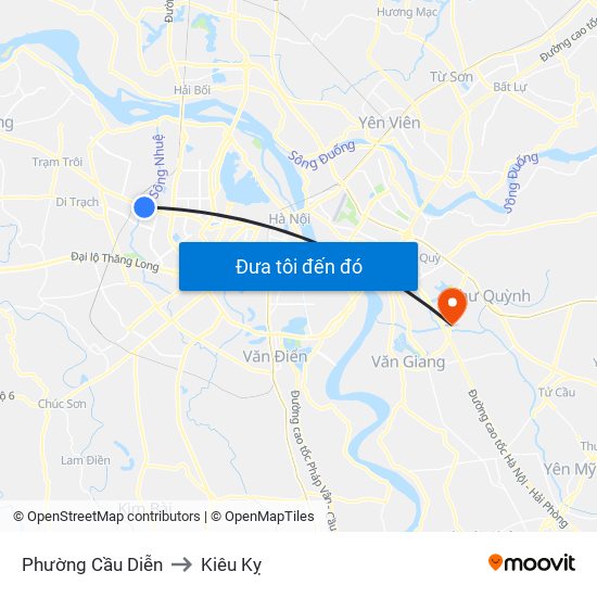 Phường Cầu Diễn to Kiêu Kỵ map