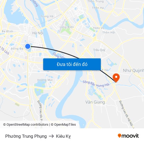 Phường Trung Phụng to Kiêu Kỵ map