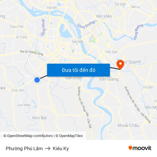 Phường Phú Lãm to Kiêu Kỵ map