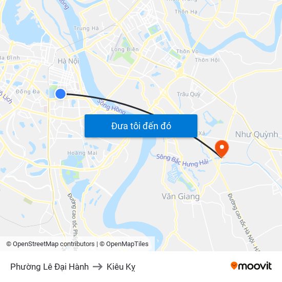 Phường Lê Đại Hành to Kiêu Kỵ map