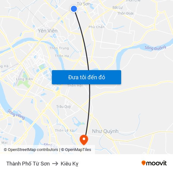 Thành Phố Từ Sơn to Kiêu Kỵ map