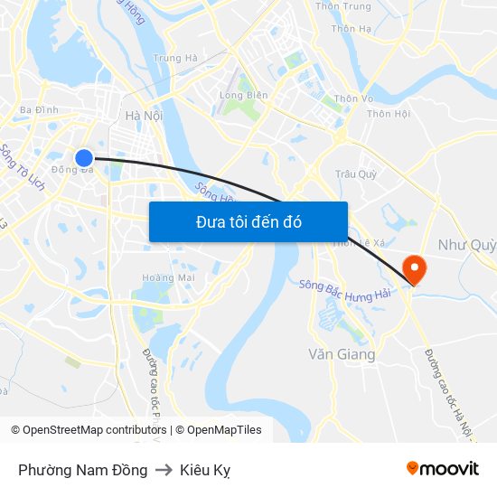 Phường Nam Đồng to Kiêu Kỵ map