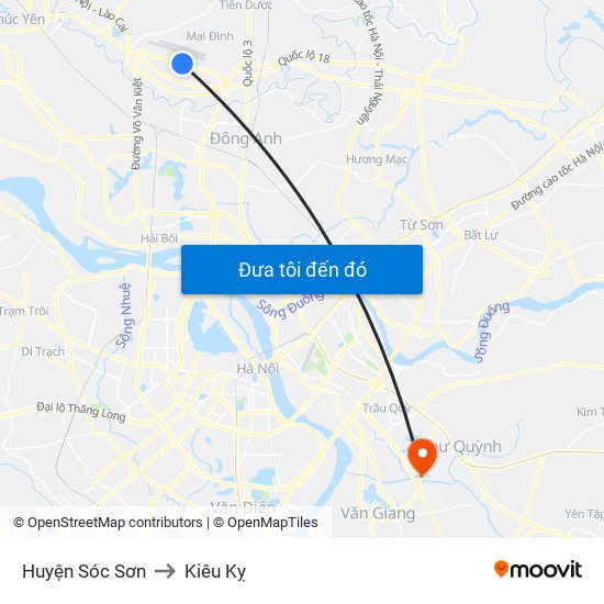 Huyện Sóc Sơn to Kiêu Kỵ map