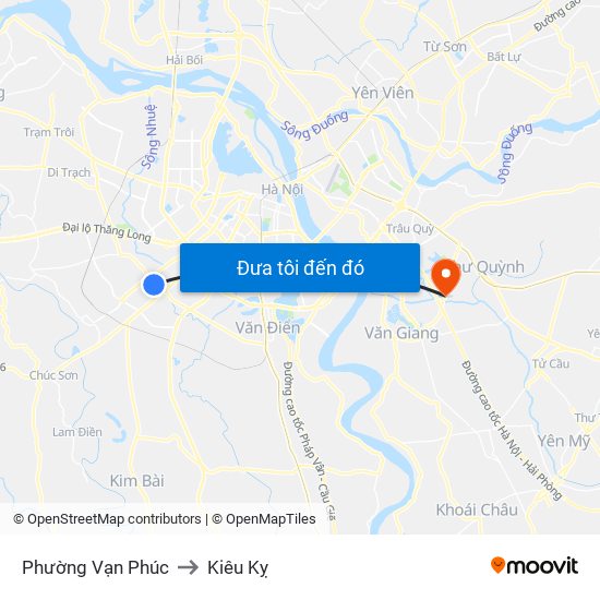 Phường Vạn Phúc to Kiêu Kỵ map