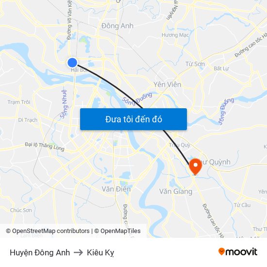 Huyện Đông Anh to Kiêu Kỵ map