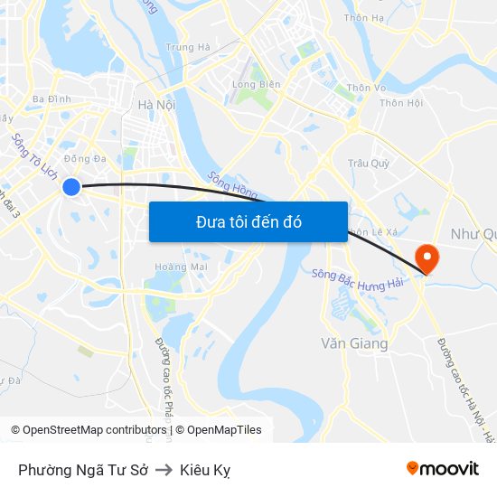 Phường Ngã Tư Sở to Kiêu Kỵ map