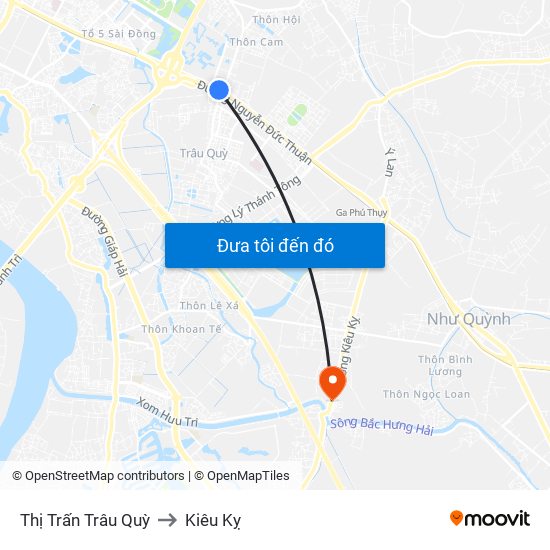 Thị Trấn Trâu Quỳ to Kiêu Kỵ map