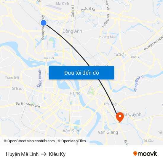 Huyện Mê Linh to Kiêu Kỵ map